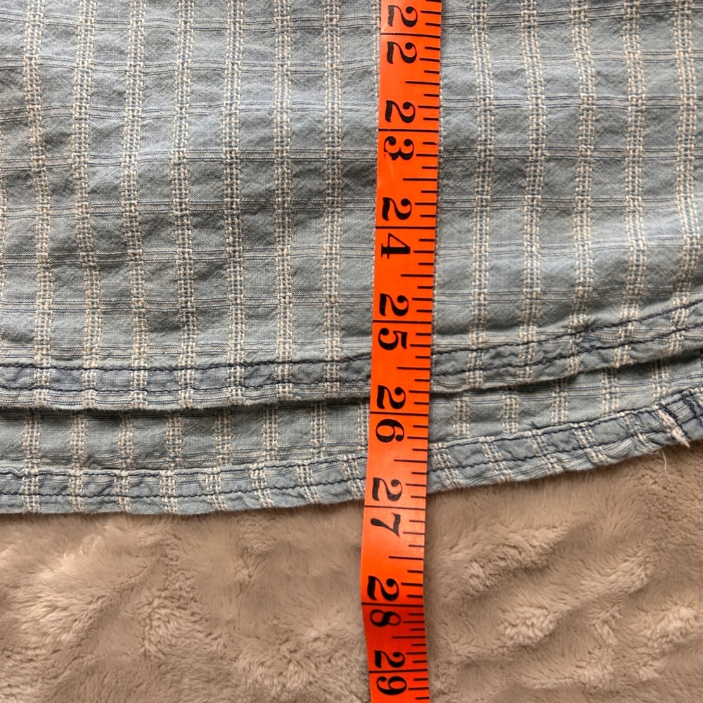 Free People Glacier Bay Printed Checked Distressed Blue Denim Tunic‎ Small Boho - Picture 9 of 11